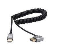 RIIEYOCA 90 grados de ángulo recto UHD 4K HDMI macho a HDMI macho 18 Gbps High Speed 2.0 Extender cable en espiral compatible con 4K @ 60 Hz, 1080p, ARC, 3D, extensible a 1.5m/5FT