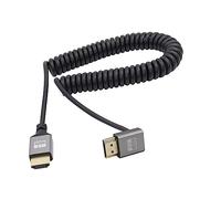 RIIEYOCA 90 grados de ángulo UHD 4K HDMI macho a HDMI macho 18 Gbps High Speed 2.0 Extender cable en espiral compatible con 4K @ 60Hz, 1080p, ARC, 3D, extensible a 1.5m / 5 pies