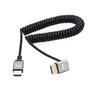 RIIEYOCA 90 grados hacia abajo UHD 4K HDTV macho a HDTV macho 18 Gbps High Speed 2.0 Extender cable en espiral soporta 4K @ 60 Hz, 1080p, ARC, 3D, extensible a 1.5m/5FT