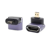 RIIEYOCA 90 grados hacia arriba ángulo UHD 8K Micro HDMI a HDMI adaptador, estándar 48 Gbps High Speed 2.1 Extender Micro HDMI macho a HDMI hembra soporte 8 K @ 60 Hz, 4 K @ 120 Hz (UP)