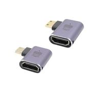 RIIEYOCA 90 Grados Left&Right Angle 8K Mini HDMI a HDMI Adaptador,48Gbps de Alta Velocidad 2.1 Extender Mini HDMI Macho a HDMI Hembra Adaptador 8K 4K con Luces LED,2PCS