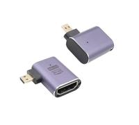 RIIEYOCA 90 grados Left&Right Angle UHD 8K Micro HDMI a HDMI Adaptador, Estándar 48Gbps de alta velocidad 2.1 Extender Micro HDMI Macho a HDMI Hembra Soporte 8K @ 60Hz, 4K @ 120Hz(2pack)