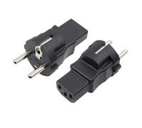 RIIEYOCA Adaptador de enchufe Schuko a IEC C13, hembra a enchufe europeo CEE 7/7, para portátil o cables, negro (2 paquetes)