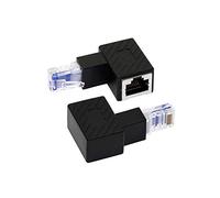 RIIEYOCA Adaptador de Ethernet en ángulo bajo de 90 grados a hembra RJ45, conector LAN Cat6 para ordenador, ordenador portátil, router (2 unidades) negro (D)