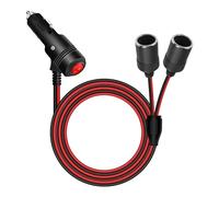 RIIEYOCA Adaptador divisor de encendedor de cigarrillos de 12 V y 24 V con interruptor de encendido y apagado, encendedor de cigarrillos de coche, 1 macho a 2 hembra, cable de alimentación divisor en