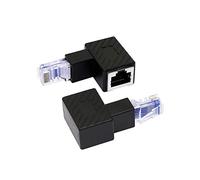 RIIEYOCA - Adaptador Ethernet de ángulo alto de 90 grados macho a hembra LAN Cat6 para ordenador, ordenador portátil, router (2 unidades) negro (U)