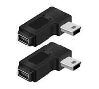 RIIEYOCA Adaptador Mini USB 5 Pines, Conector Mini USB Macho a Hembra Angular 90 Grados Izquierda y Derecha, Admite Carga y Transferencia de Datos para Teléfonos Móviles, Cámaras(2 Paquetes)