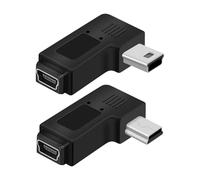 RIIEYOCA Adaptador Mini USB 5 Pines, Conector Mini USB Macho a Hembra Angular 90 Grados Izquierda y Derecha, Admite Carga y Transferencia de Datos para Teléfonos Móviles, Cámaras (2 Paquetes)