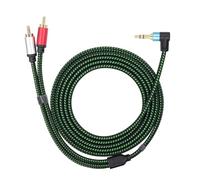 RIIEYOCA Cable 3,5 mm a 2 RCA de ángulo recto de 90 grados, 2 RCA macho a 3,5 mm TRS macho estéreo y adaptador divisor para smartphone, altavoz, MP3, tablet y más (2 m)