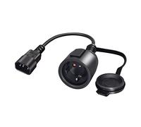 RIIEYOCA Cable Adaptador de Corriente SAI C14 Macho a CEE7 Hembra, Cable IEC 320 C14 Macho a Europeo Schuko Hembra con Tapa Protectora, Negro, 0,3 m