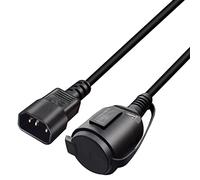 RIIEYOCA Cable Adaptador de Corriente SAI C14 Macho a CEE7 Hembra, Cable IEC 320 C14 Macho a Europeo Schuko Hembra con Tapa Protectora, Negro, 3 m