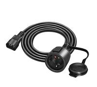 RIIEYOCA Cable Adaptador de Corriente SAI C14 Macho a CEE7 Hembra, Cable IEC 320 C14 Macho a Europeo Schuko Hembra con Tapa Protectora, Negro, 2 m