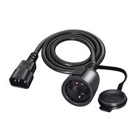 RIIEYOCA Cable Adaptador de Corriente SAI C14 Macho a CEE7 Hembra, Cable IEC 320 C14 Macho a Europeo Schuko Hembra con Tapa Protectora, Negro, 1m