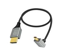 RIIEYOCA Cable adaptador micro HDMI a HDMI, acodado 90 grados hacia abajo, conector Micro HDMI macho a HDMI macho 8 K @ 60 Hz 4 K @ 120 Hz 48 Gbps de alta velocidad HDMI 2.1 cable de conexión para