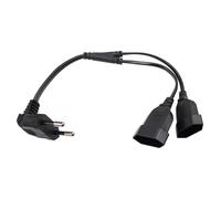 RIIEYOCA Cable alargador 2 en 1, euroconector Macho Tipo C en ángulo Recto a euroconector Doble Tipo C, máx. 2,5A/250V, 0,75 mm² para Monitor de Ordenador, TV, electrodomésticos, Negro, 0,4M