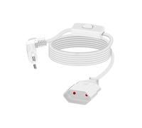 RIIEYOCA Cable de Alimentación Europeo Corto de 90 Grados con Interruptor, Clavija Plana de Tipo C Euroconector a Euroconector de Tipo C, 2,5 A/250 V 0,75 mm² para Monitor, TV (2 m, Blanco)