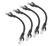 RIIEYOCA Cable de conexión Ethernet Cat5e corto de 0,5ft, cable de red LAN de computadora RJ45 sin enganches para router, módem, interruptor, servidor, negro (paquete de 4)