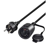 RIIEYOCA Cable de extensión Shucko, Cable de extensión de Enchufe a Toma Schuko Europa, 16A 250V, Cable de alimentación de Enchufe de Seguridad de 2 Clavijas con Tapa Protectora, Negro, 3 m