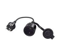 RIIEYOCA Cable de extensión Shucko, Cable de extensión de Enchufe a Toma Schuko Europa, 16A 250V, Cable de alimentación de Enchufe de Seguridad de 2 Clavijas con Tapa Protectora, Negro, 0,3 m