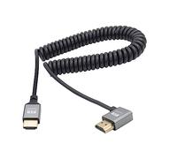 RIIEYOCA Cable en espiral de 90 grados de ángulo izquierdo UHD 4K HDMI macho a HDMI macho de 18 Gbps de alta velocidad 2.0 extensor en espiral soporta 4K a 60Hz, 1080p, ARC, 3D, elástico a 1.5m