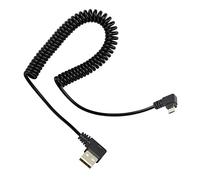 RIIEYOCA Cable micro USB en espiral de ángulo izquierdo, micro USB macho a ángulo recto, USB A macho de sincronización y resorte de carga en espiral para dispositivos micro USB (1 pie a 4 pies)