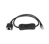 RIIEYOCA Cable telefónico RJ12 encendido/apagado 6P6C macho a hembra teléfono fijo cable telefónico con interruptor separador, negro, 50 cm/1,6 pies