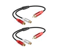 RIIEYOCA Corto RCA Y Splitter Cable, RCA Macho a 2RCA Hembra Estéreo Cable de Extensión de Audio para Altavoz, Subwoofer, Amplificador, Sistema Estéreo, Cine en Casa 2PCS (0,3m/1ft)