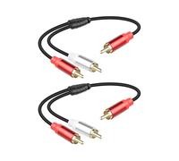 RIIEYOCA Corto RCA Y Splitter Cable, RCA Macho a 2RCA Macho Estéreo Cable de Extensión de Audio para Altavoz, Subwoofer, Amplificador, Sistema Estéreo, Cine en Casa 2PCS (0,3m/1ft)