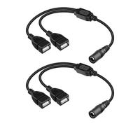 RIIEYOCA DC5521 Cable de Carga Hembra a Doble USB A Hembra, Cable Convertidor de Adaptador de Corriente USB 2.0 5V-12V, 3A MAX Adecuado para Cargar routers, Tiras de Luces LED,etc. (1FT 2-Pack)