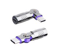 RIIEYOCA Micro USB hembra a USB C macho 180 ° Rotatable doble interfaz de adaptador de datos, 5V 3A 480Mpbs Micro a Tipo-C Rotary Fast Charger Extender para teléfonos móviles, ordenadores, etc(2-Pack)