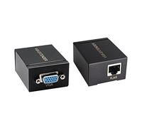 RIIEYOCA Paquete de 2 adaptadores Extensores VGA, VGA a RJ45 a través de Cable Ethernet Cat5e / Cat6 Convertir señal VGA, se Puede Extender a un Rango de Cable de 60 m / 196 pies (Negro)
