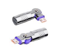 RIIEYOCA Type-C hembra a Micro USB macho 180 ° Rotatable doble interfaz Adaptador de datos, 5V 3A 480Mpbs USB C a Micro Rotary Extender cargador rápido para teléfonos móviles, ordenadores, etc(2-Pack)