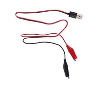 Riiichflowshop Cable Adaptador de Fuente de alimentación con Pinza de Prueba Conector USB Macho de 55 cm Cable Rojo y Negro