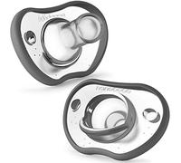 RIIMUHIR Nanobebe Pacifiers 0-3 Month - Orthodontic, Curves Comfortably with Face Contour, Award Winning for Breastfeeding Babies, 100% Silicon - BPA Free Baby Registry Gift 2pk,Grey