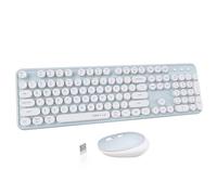 RIIMUHIR UBOTIE Colorful Computer Wireless Keyboard Mouse Combos, Typewriter Flexible Keys Office Full-Sized Keyboard, 2.4GHz Dropo.