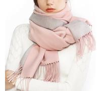RIIQIICHY Invierno Reversible Bufanda Pashmina Chal Fiesta para Mujer Grande Rosa y Gris Pañuelos Fular Foulard Estolas