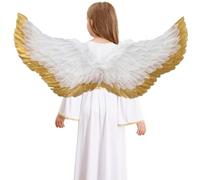 Riismen Alas De Ángel Góticas Con Bordes De Contraste Plateados Elegantes Alas De Hada Blancas Y Negras Para Halloween Baile Temático Victoriano Talla pequeña blanca Talla única