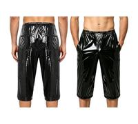 Riismen Calzoncillos Natación Impermeables Plástico Incontinencia Hombres Pañales Bragas Alta Cintura con Aspecto Mojado PVC Pantalones Cortos Fáciles Limpiar Negro 3XL