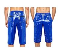 Riismen Calzoncillos Natación Impermeables Plástico Incontinencia Hombres Pañales Bragas Alta Cintura con Aspecto Mojado PVC Pantalones Cortos Fáciles Limpiar Azul XXL