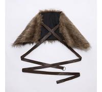 Riismen Chaqueta Vikingo Mitología Nórdica Capa Peluche Faux Pelo Capa Medieval Festivales Renacentistas Accesorio Traje Caliente Un marrón Talla única