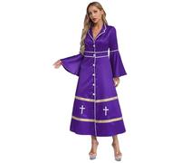 Riismen Damas Iglesia Católica Romana Túnica De Sacerdote Papa Obispo Vestimentas Del Clero Disfraz De Halloween Ministro Traje Ropa Club Púrpura M