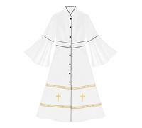 Riismen Damas Iglesia Católica Romana Túnica De Sacerdote Papa Obispo Vestimentas Del Clero Disfraz De Halloween Ministro Traje Ropa Club Blanco M