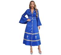 Riismen Damas Iglesia Católica Romana Túnica De Sacerdote Papa Obispo Vestimentas Del Clero Disfraz De Halloween Ministro Traje Ropa Club Azul real 3XL