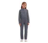 Riismen Disfraz de mecánico infantil para niñas y niños, mono de fontanero, traje atracador bancos, mono manga larga, overol trabajo, traje pintor, Gris 9-10 años