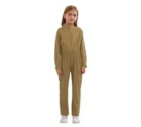 Riismen Disfraz de mecánico infantil para niñas y niños, mono de fontanero, traje atracador bancos, mono manga larga, overol trabajo, traje pintor, Caqui 9-10 años