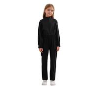 Riismen Disfraz de mecánico infantil para niñas y niños, mono de fontanero, traje atracador bancos, mono manga larga, overol trabajo, traje pintor, Negro 13-14 años