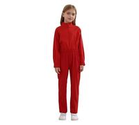 Riismen Disfraz de mecánico infantil para niñas y niños, mono de fontanero, traje atracador bancos, mono manga larga, overol trabajo, traje pintor, Rojo 7-8 años