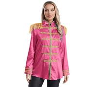 Riismen Disfraz De Sargento De Los Años Traje Sergeant Pepper Halloween Fiesta Temática Chaqueta Manga Larga Atuendos Retro Música Rosa fuerte S