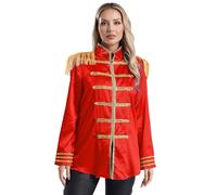 Riismen Disfraz De Sargento De Los Años Traje Sergeant Pepper Halloween Fiesta Temática Chaqueta Manga Larga Atuendos Retro Música Rojo S
