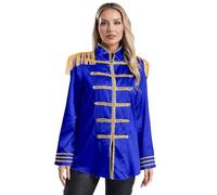 Riismen Disfraz De Sargento De Los Años Traje Sergeant Pepper Halloween Fiesta Temática Chaqueta Manga Larga Atuendos Retro Música Azul real XL